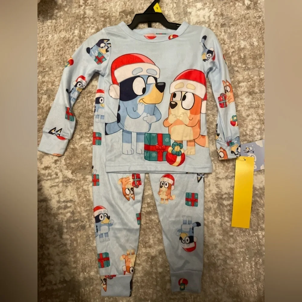Christmas Kids Bluey Pajama Set - Light Blue size 3T-NWT